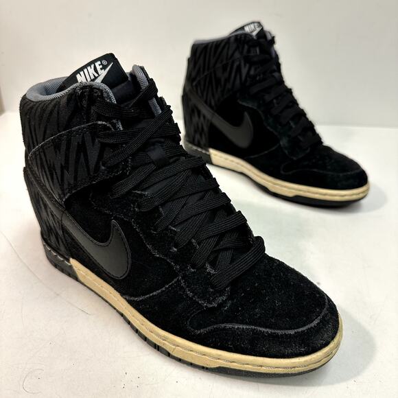 GOOD Nike Women's Dunk Sky High Print 'Black' Hidden Wedge Platform Sneakers 7.5 - Picture 3 of 10